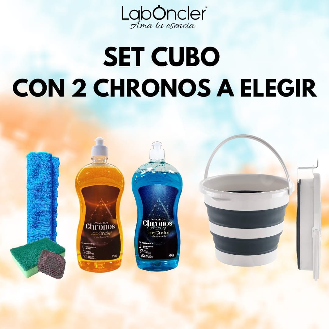 Set cubo plegable con 2 Chronos lavavajillas Laboncler