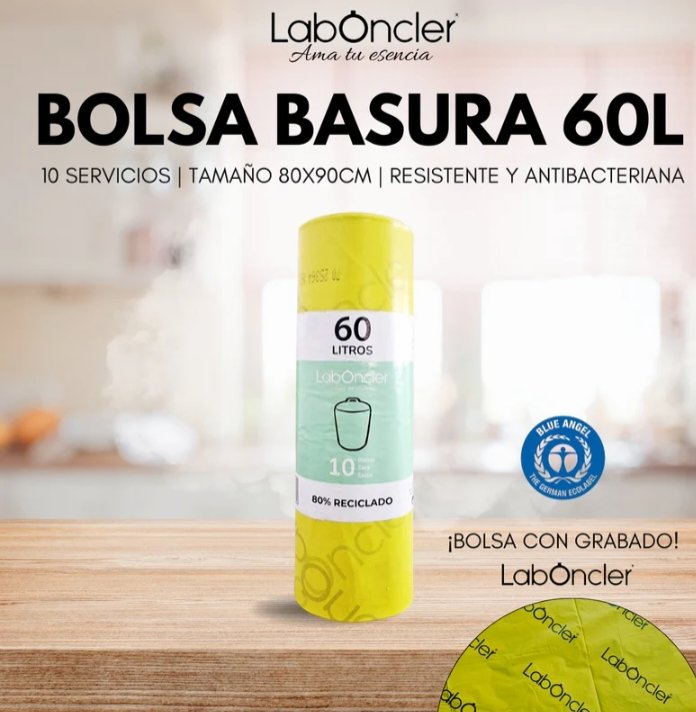 Bolsa Basura 60L Antibacteriana 10 Uds