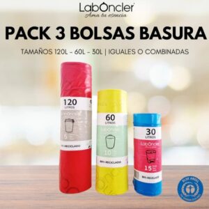 Pack 3 Bolsas Basura 30L + 60L + 120L