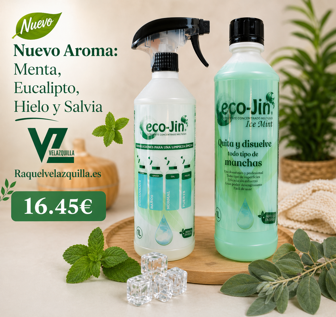 Eco-Jin Ice Mint 1 Litro – Limpiador Multiusos Concentrado Ecológico Desengrasante Aroma Menta - Imagen 5
